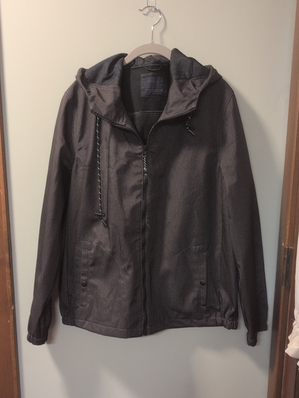 Nomad Charcoal Tech Fleece-Lined Hooded Jacket, lightweight windbreaker.